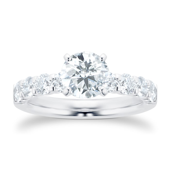 Mayors Platinum 2.09cttw Diamond Solitaire with Diamond Set Shoulders Engagement Ring
