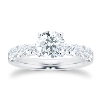 Mayors Platinum 2.09cttw Diamond Solitaire with Diamond Set Shoulders Engagement Ring