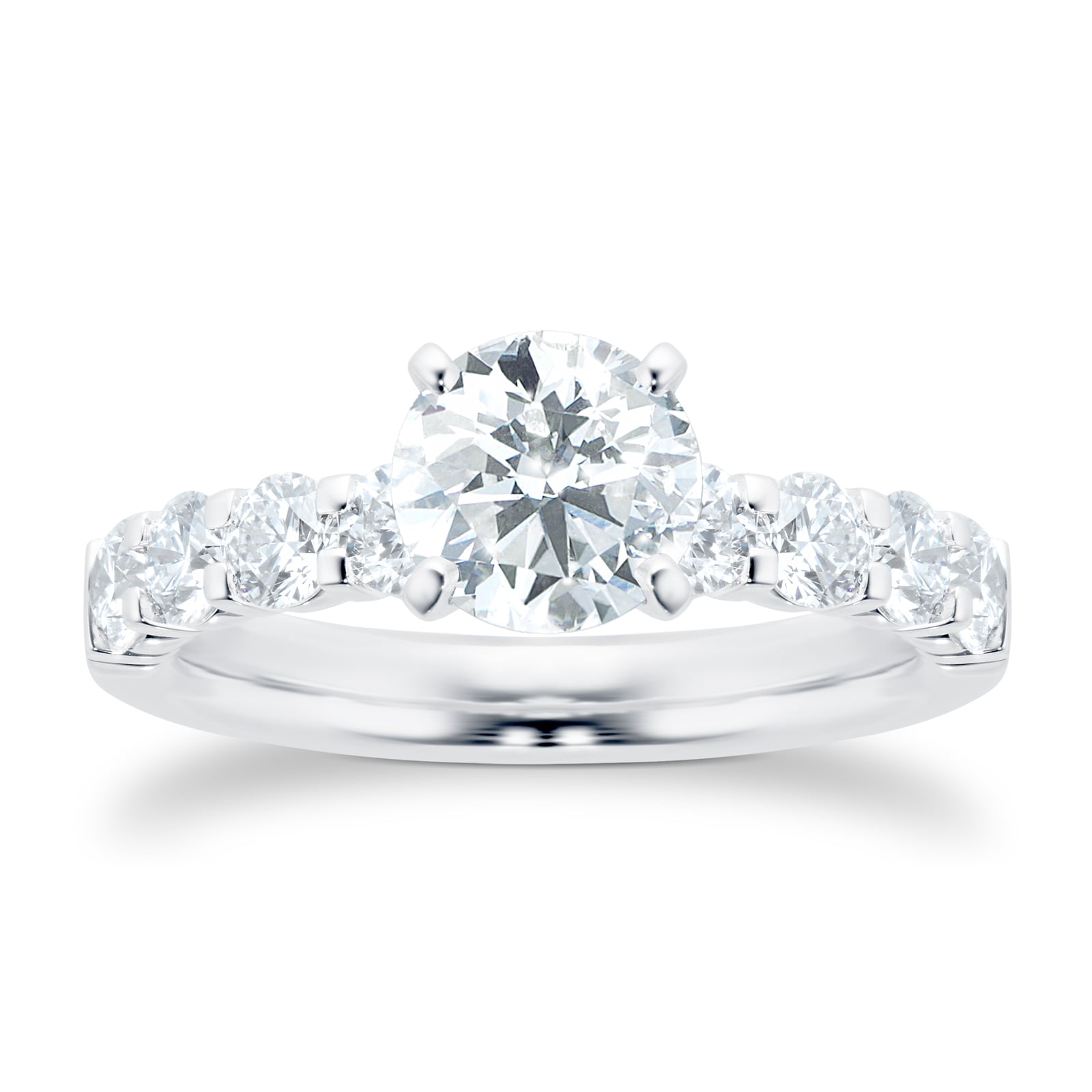Mayors Platinum 2.09cttw Diamond Solitaire with Diamond Set Shoulders Engagement Ring - Ring Size 7.5
