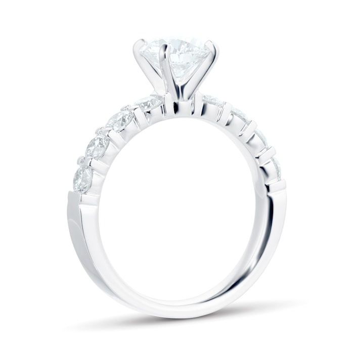 Mayors Platinum 2.09cttw Diamond Solitaire with Diamond Set Shoulders Engagement Ring