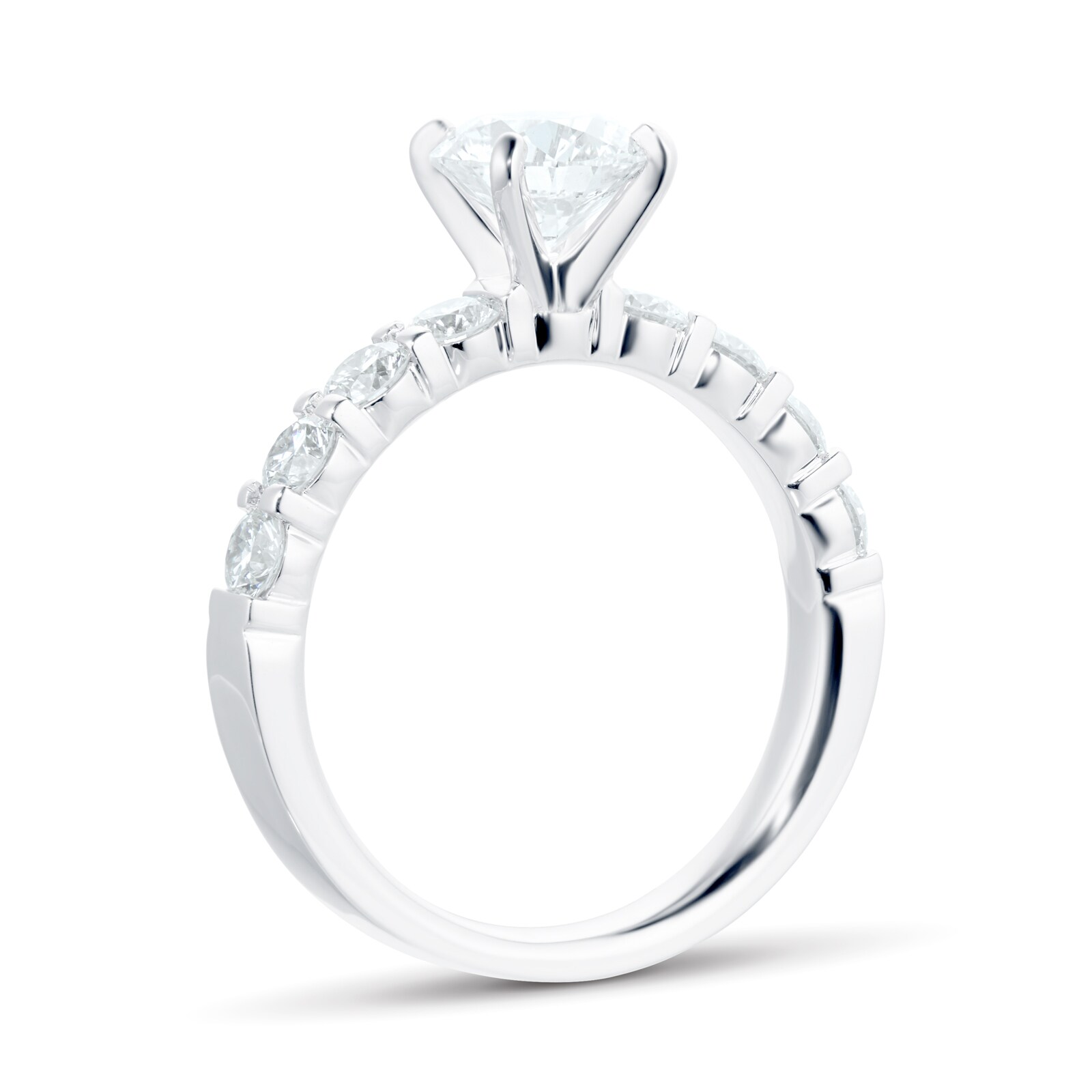 Mayors Platinum 2.09cttw Diamond Solitaire with Diamond Set Shoulders Engagement Ring - Ring Size 7.5
