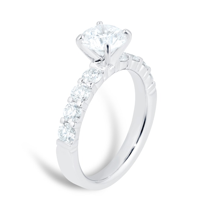 Mayors Platinum 2.09cttw Diamond Solitaire with Diamond Set Shoulders Engagement Ring