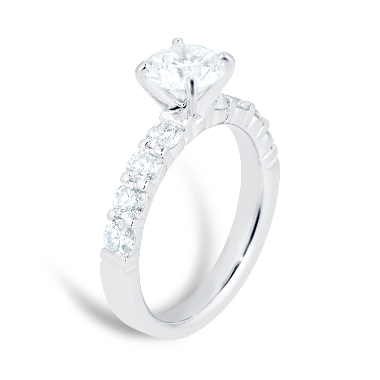 Mayors Platinum 2.09cttw Diamond Solitaire with Diamond Set Shoulders Engagement Ring - Ring Size 7.5