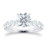 Mayors Platinum 2.60cttw Diamond Solitaire with Diamond Set Shoulders Engagement Ring
