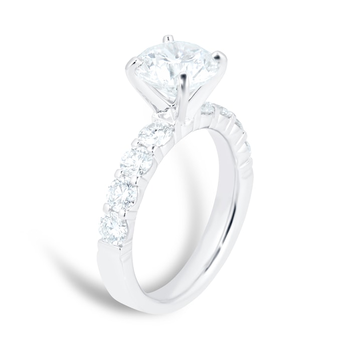 Mayors Platinum 2.60cttw Diamond Solitaire with Diamond Set Shoulders Engagement Ring