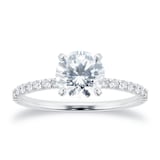 Mayors Platinum 1.43cttw Diamond Solitaire with Diamond Set Shoulders Engagement Ring
