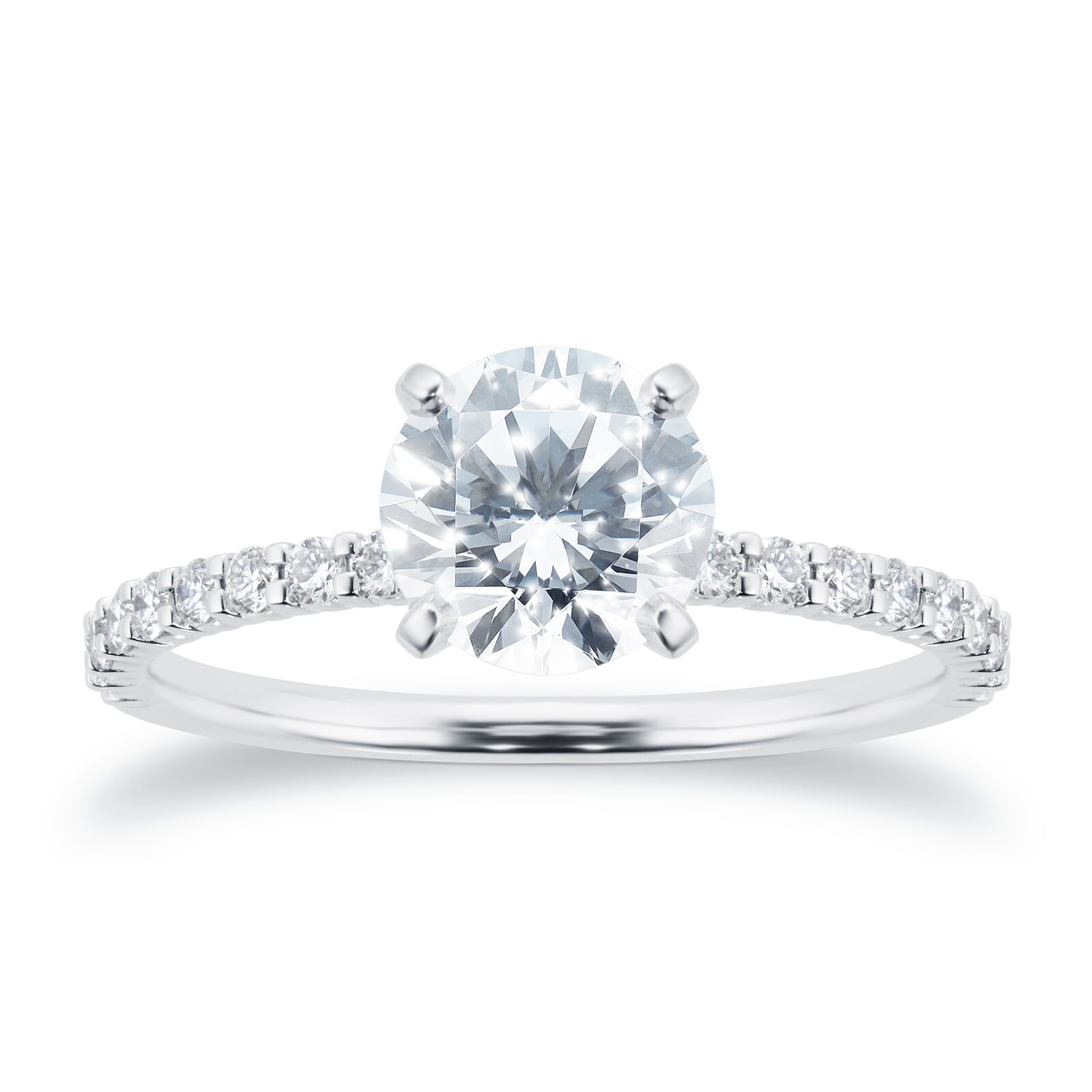 Mayors Platinum 1.43cttw Diamond Solitaire with Diamond Set Shoulders Engagement Ring - Ring Size 4.5