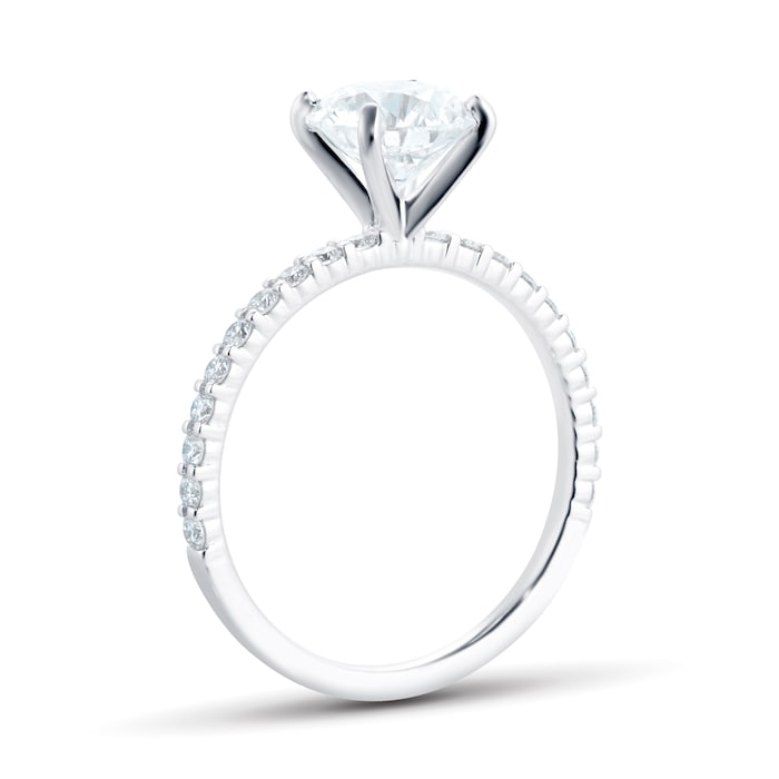 Mayors Platinum 1.43cttw Diamond Solitaire with Diamond Set Shoulders Engagement Ring