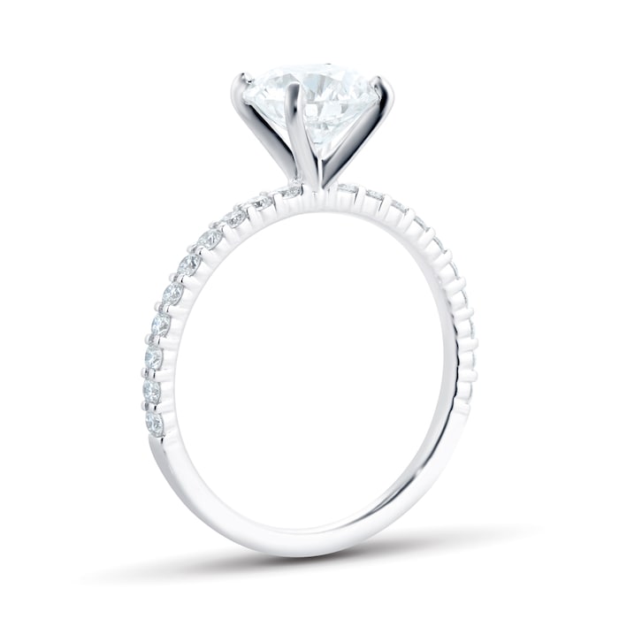 Mayors Platinum 1.43cttw Brilliant Cut Diamond Solitaire with Diamond Set Shoulders Engagement Ring