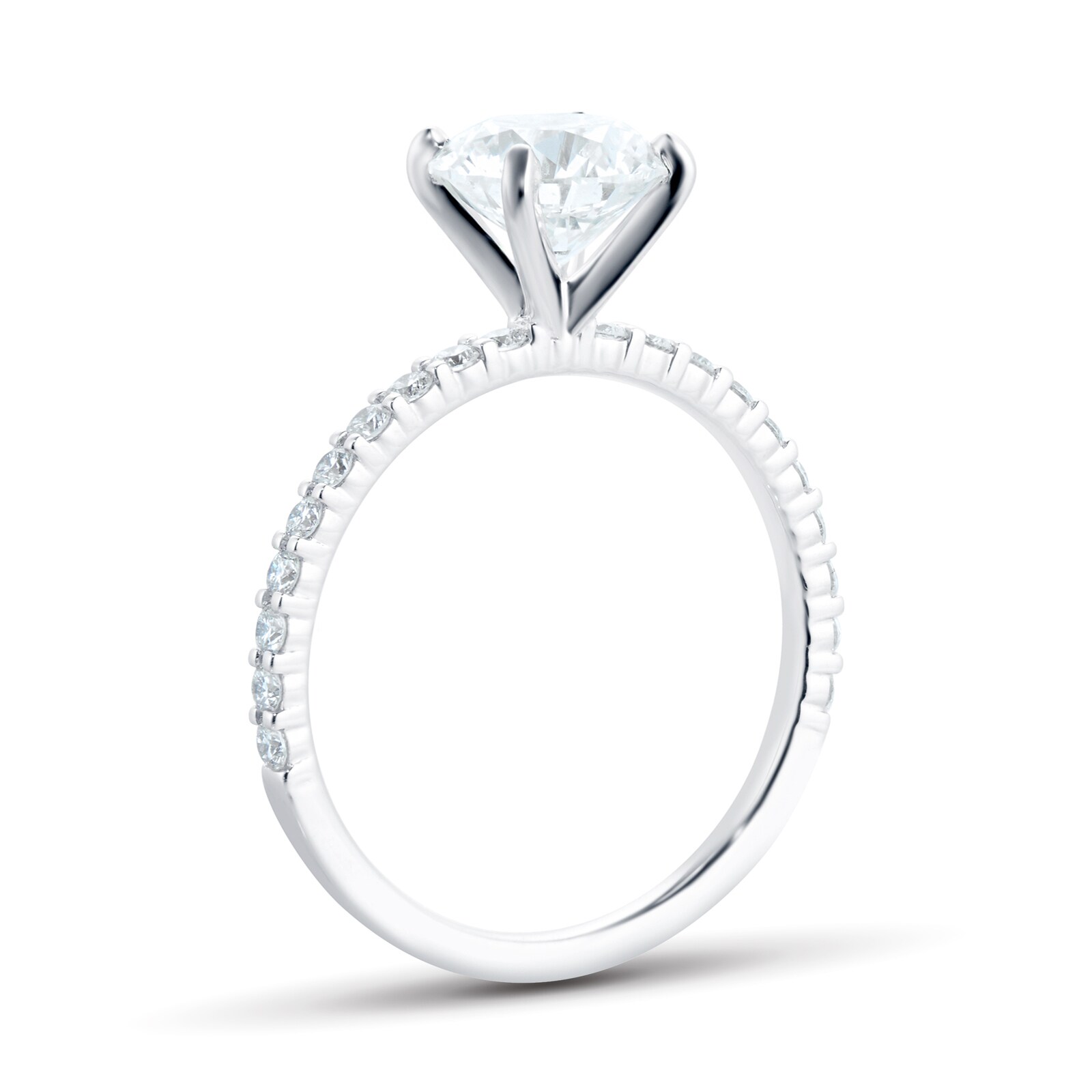 Mayors Platinum 1.45cttw Brilliant Cut Diamond Solitaire with Diamond Set Shoulders Engagement Ring - Ring Size 6
