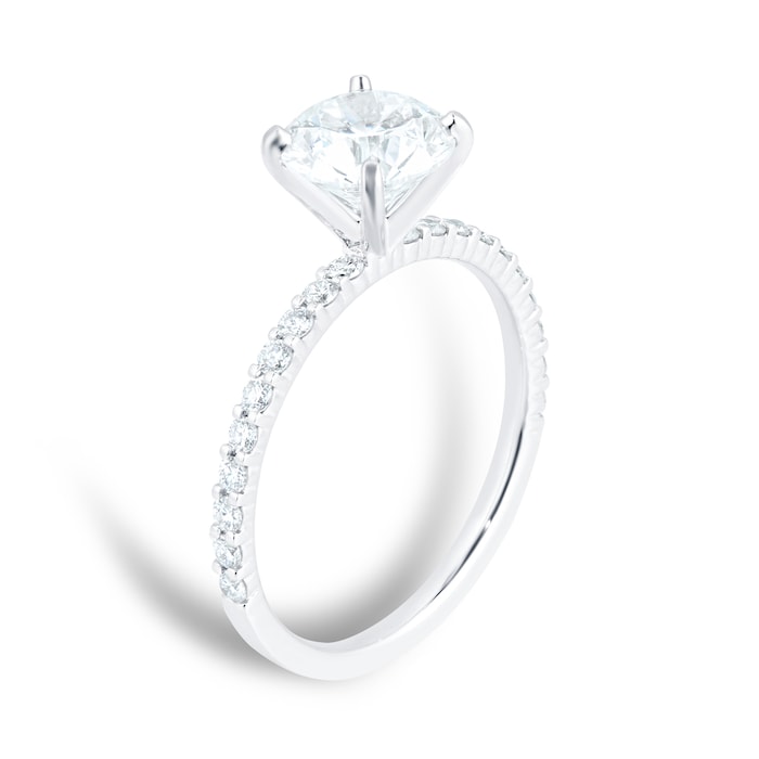 Mayors Platinum 1.45cttw Brilliant Cut Diamond Solitaire with Diamond Set Shoulders Engagement Ring