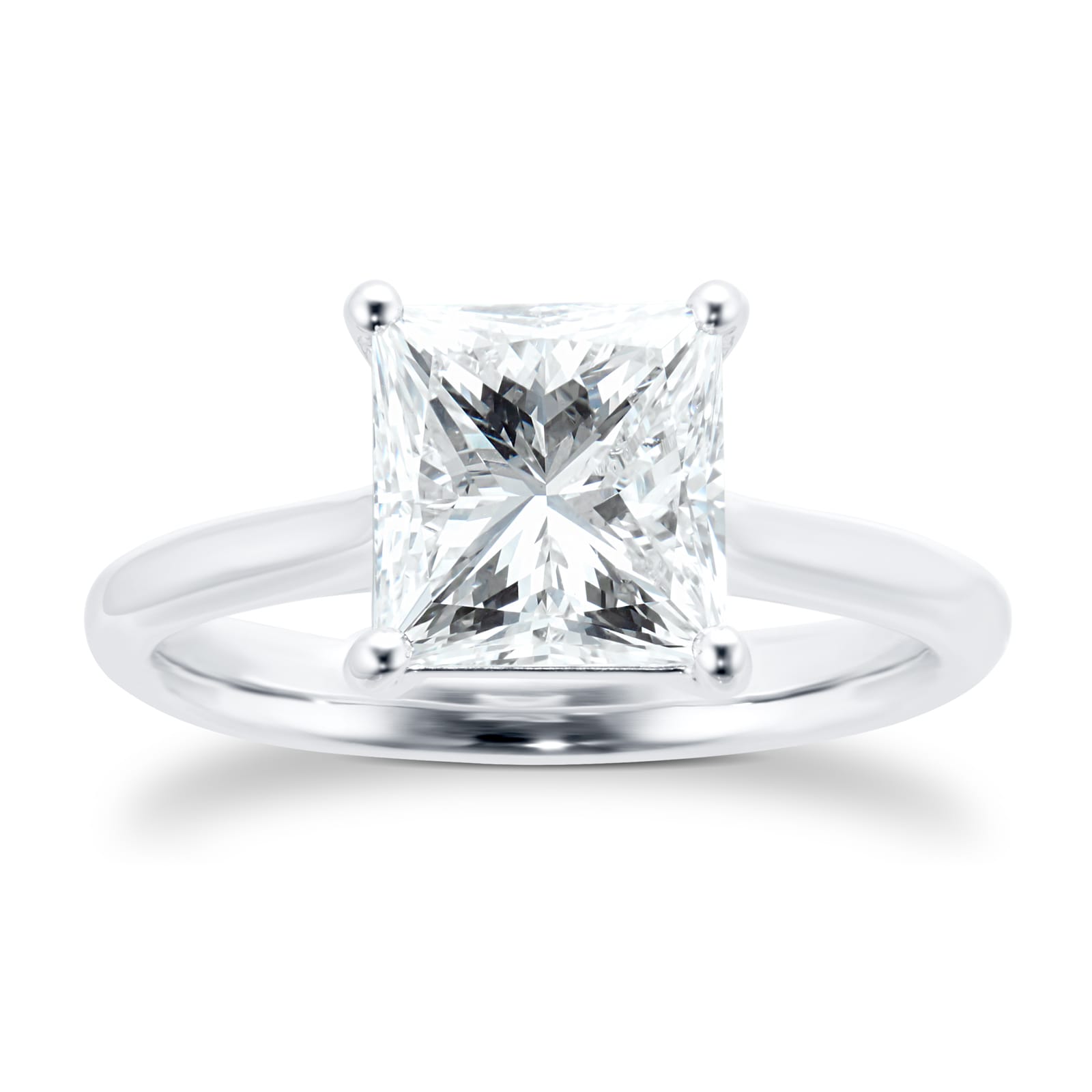 Platinum 2.51ct Princess Cut 4 Prong Solitaire Engagement Ring