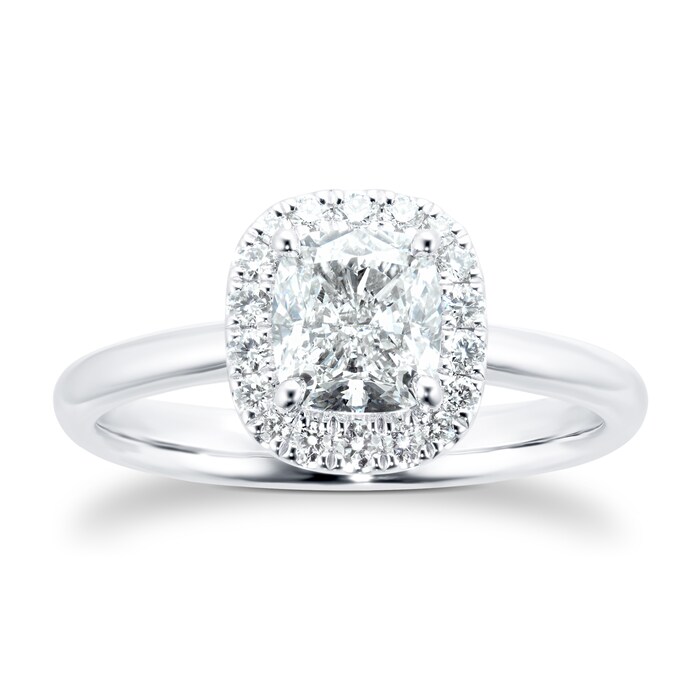 Mayors Platinum 1.73cttw Cushion Single Halo Engagement Ring