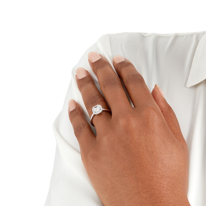 Mayors Platinum 1.73cttw Cushion Single Halo Engagement Ring