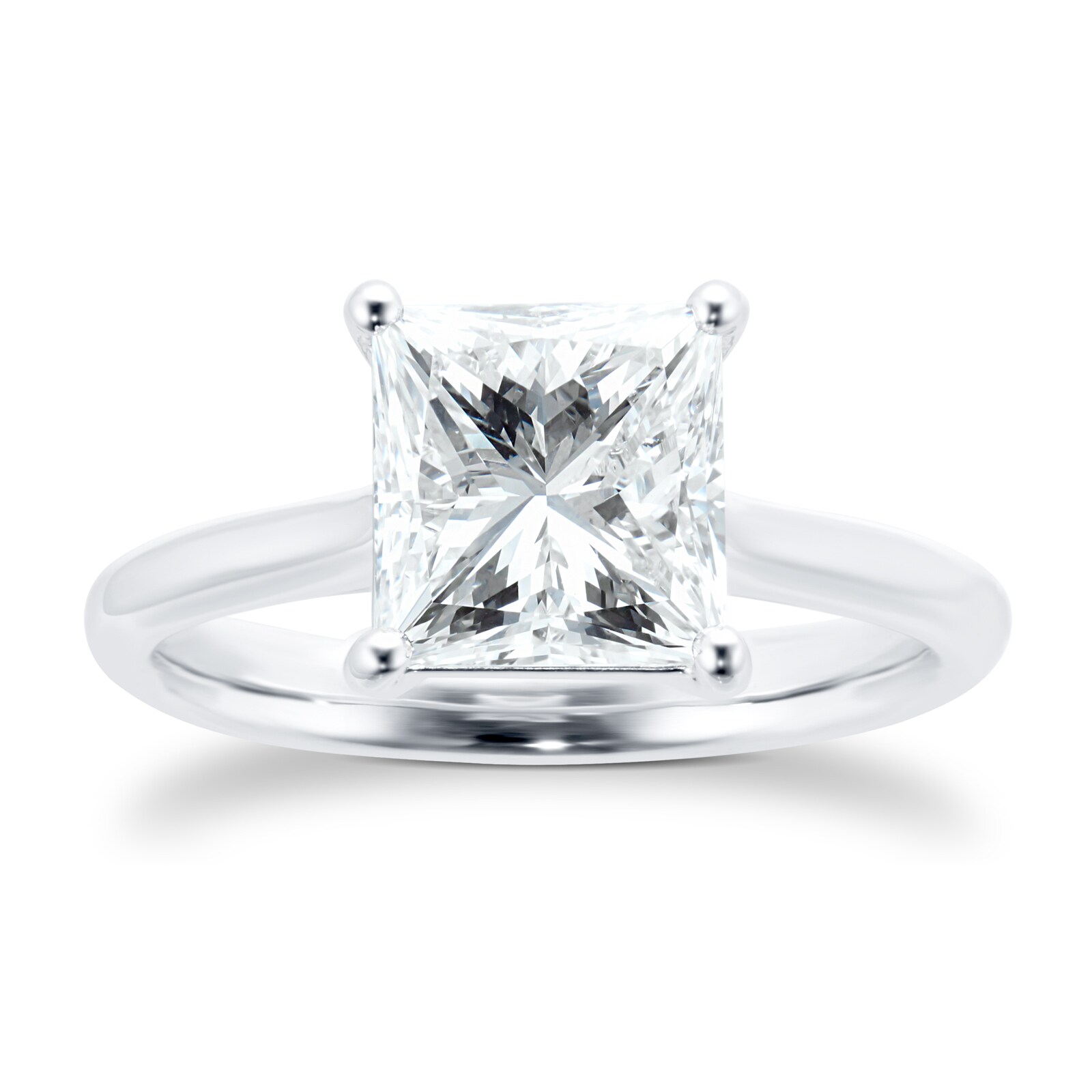 Platinum 2.50ct Princess Cut 4 Prong Solitaire Engagement Ring
