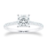 Mayors Platinum 1.50cttw Princess Cut Solitaire with Diamond Set Shoulders Engagement Ring
