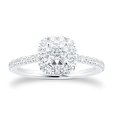 Mayors Platinum 0.96cttw Cushion Single Halo Engagement Ring