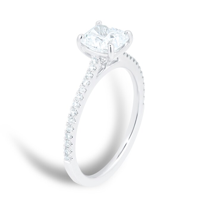 Mayors Platinum 1.35cttw Cushion Diamond Engagement Ring