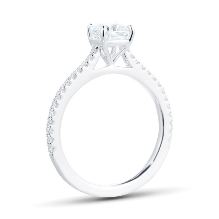 Mayors Platinum 0.95cttw Cushion Diamond Engagement Ring