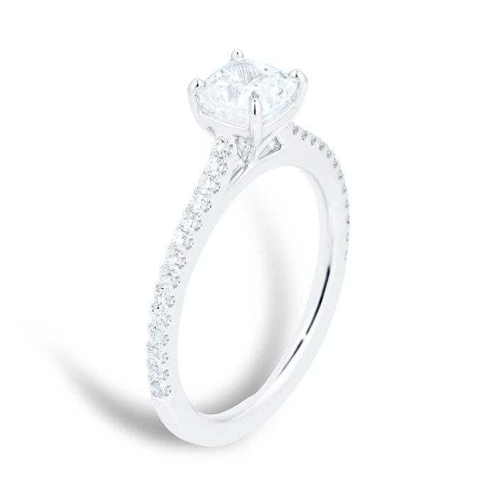 Mayors Platinum 0.95cttw Cushion Diamond Engagement Ring