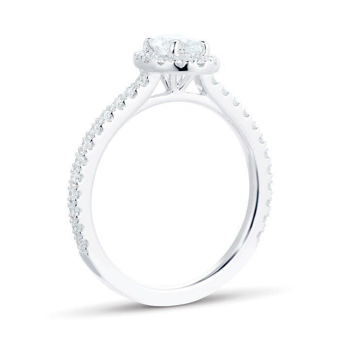 Mayors Platinum 0.92w Oval Single Halo Engagement Ring