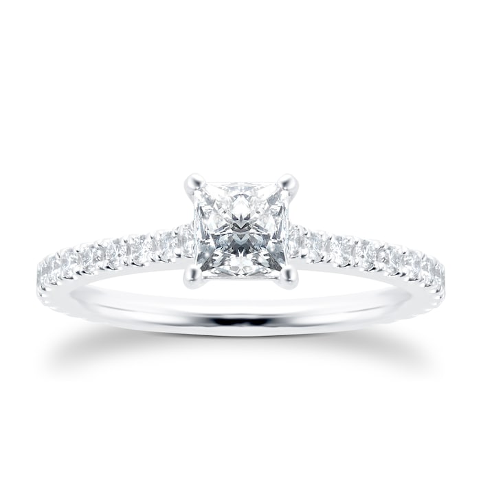 Mayors Platinum 0.68cttw Princess Cut Diamond Engagement Ring
