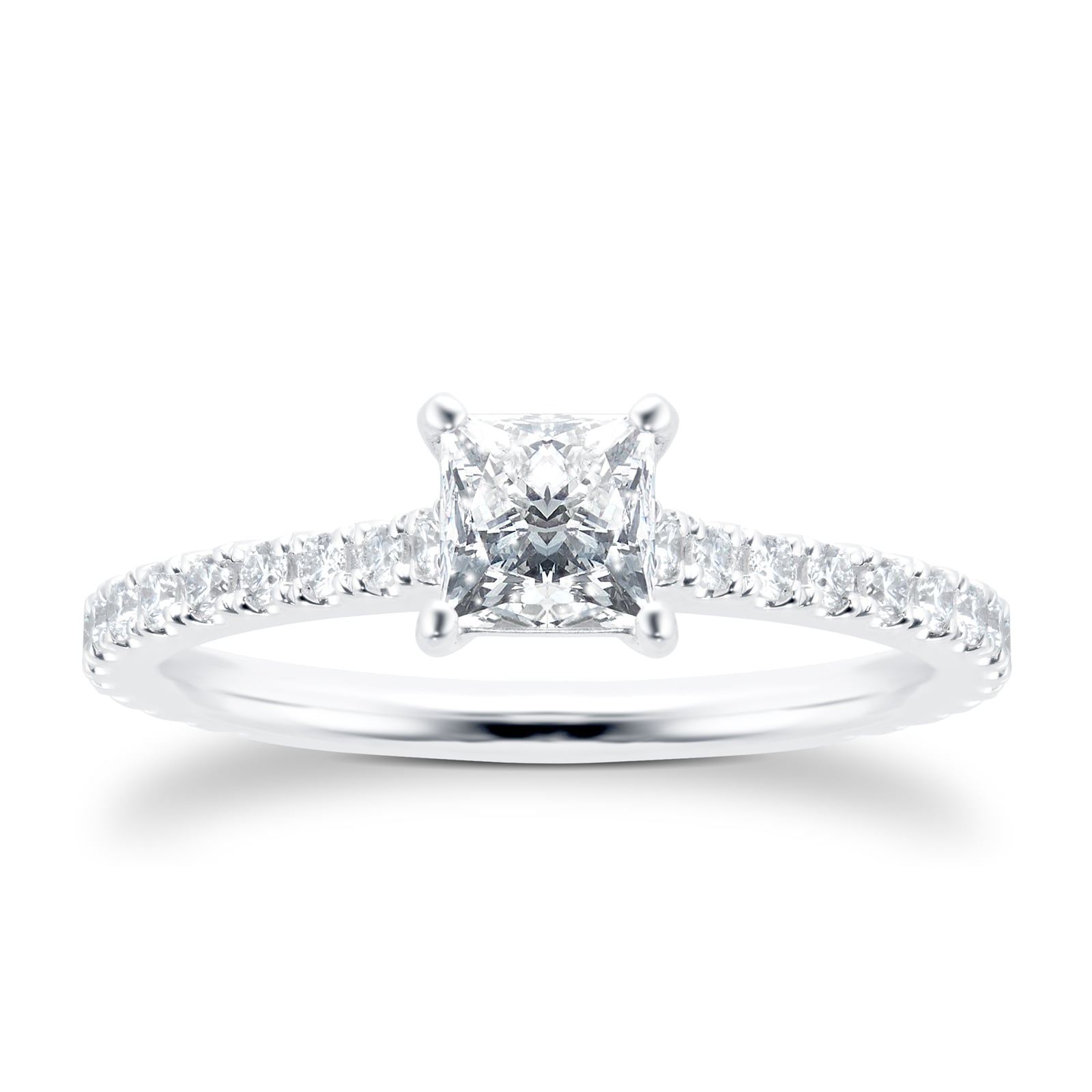 Mayors Platinum 0.68cttw Princess Cut Diamond Engagement Ring - Ring Size 6