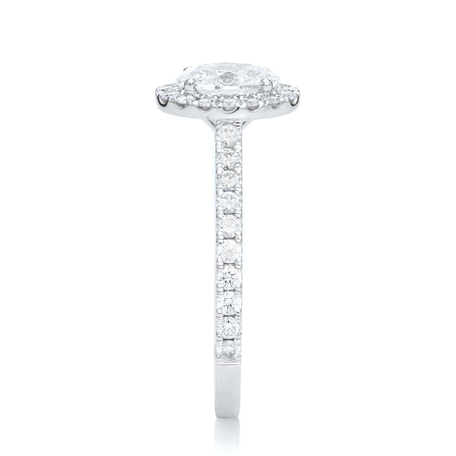 Mayors Platinum 1.66cttw Oval Single Halo Engagement Ring