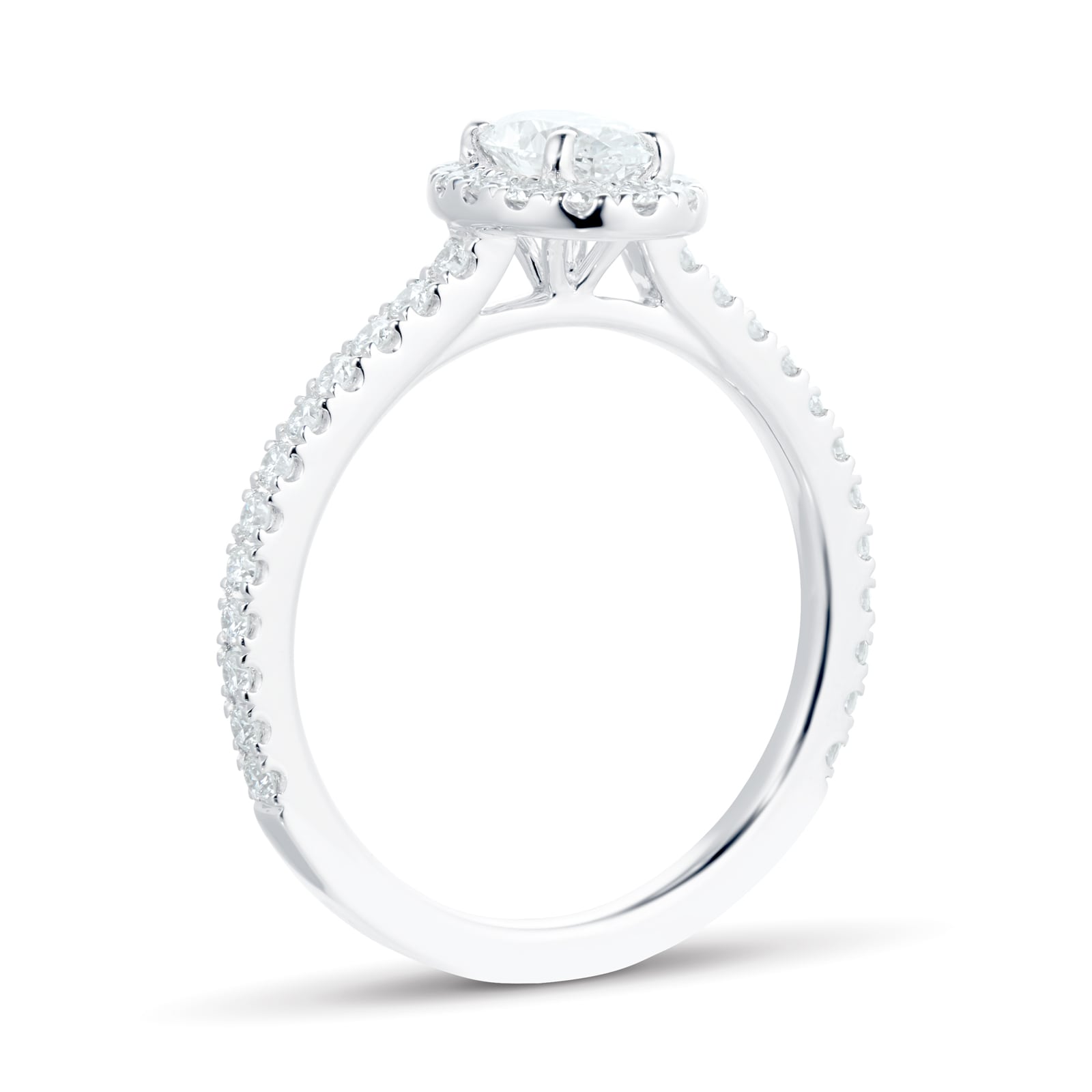 Mayors Platinum 1.04w Oval Single Halo Engagement Ring - Ring Size 6