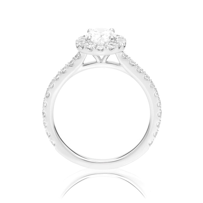 Mayors Platinum 1.23cttw Oval Single Halo Engagement Ring