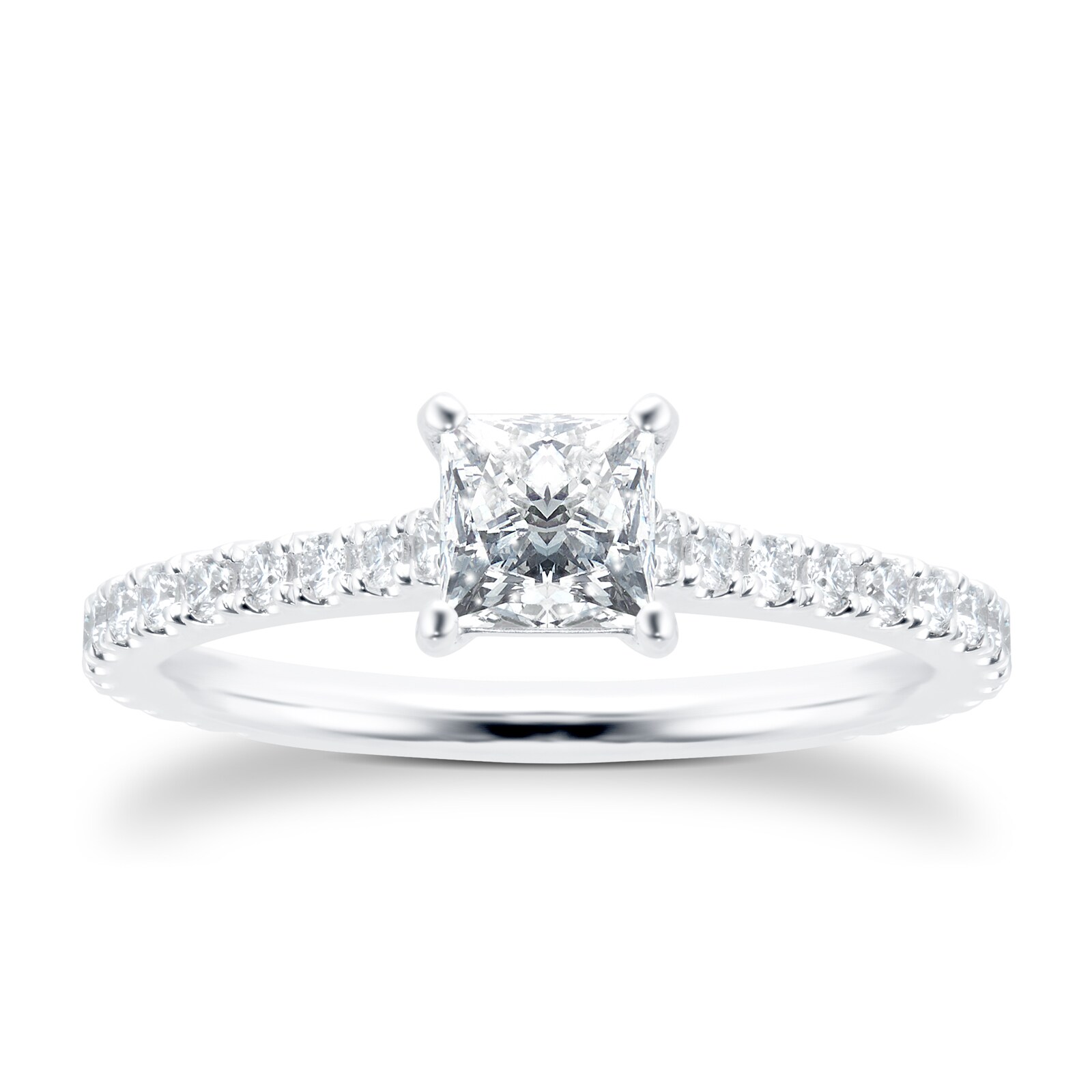 Mayors Platinum 0.84cttw Princess Cut Diamond Engagement Ring