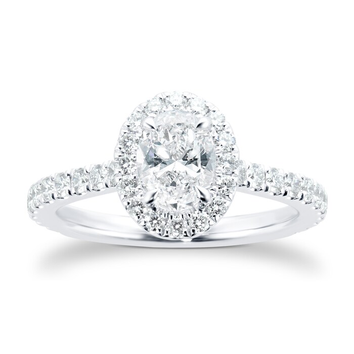 Mayors Platinum 1.25cttw Oval Diamond Round Single Halo Engagement Ring