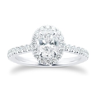 Mayors Platinum 1.25cttw Oval Diamond Round Single Halo Engagement Ring Mayors Platinum 1.25cttw Oval Diamond Round Single Halo Engagement Ring