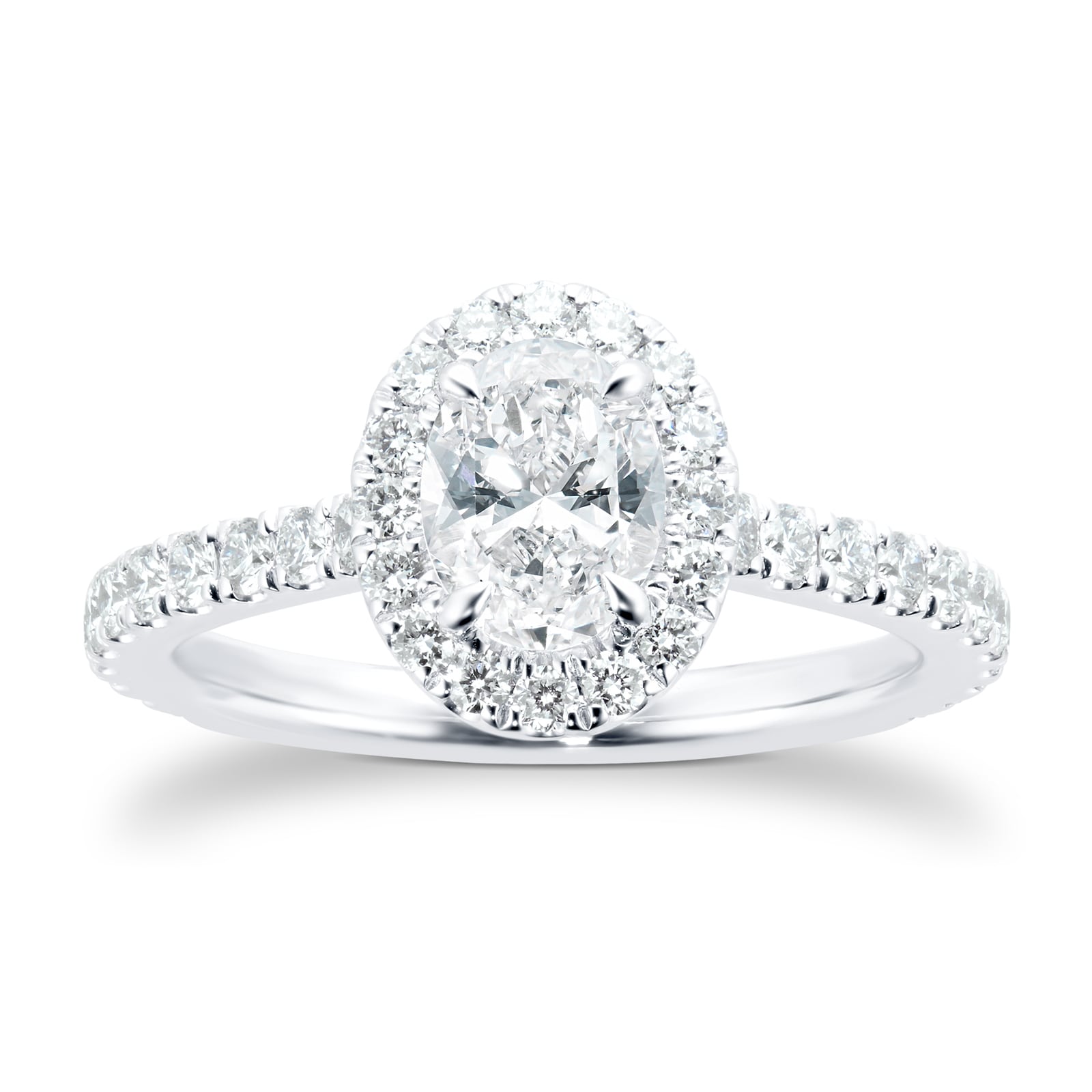 Mayors Platinum 1.25cttw Oval Diamond Round Single Halo Engagement Ring