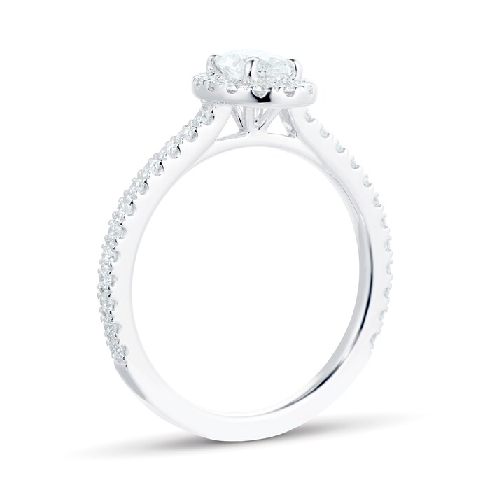 Mayors Platinum 0.99w Oval Single Halo Engagement Ring