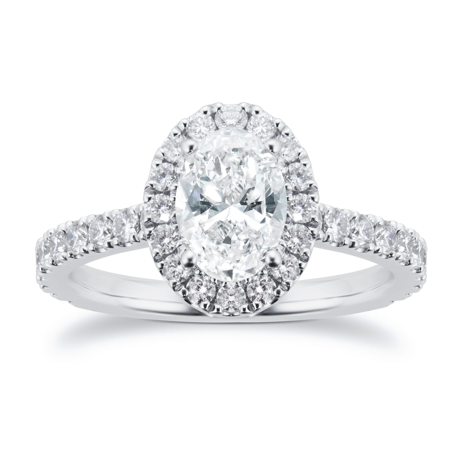 Mayors Platinum 1.69cttw Oval Single Halo Engagement Ring