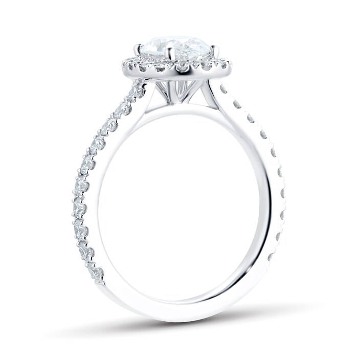 Mayors Platinum 1.69cttw Oval Single Halo Engagement Ring