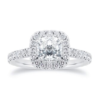 Mayors Platinum 1.95cttw Cushion Diamond Round Single Halo Engagement Ring Mayors Platinum 1.95cttw Cushion Diamond Round Single Halo Engagement Ring