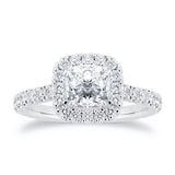 Mayors Platinum 1.95cttw Cushion Diamond Round Single Halo Engagement Ring