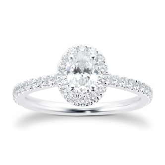 Mayors Platinum 0.97cttw Oval Diamond Round Halo Engagement Ring