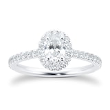 Mayors Platinum 0.97cttw Oval Diamond Round Halo Engagement Ring - Ring Size 7