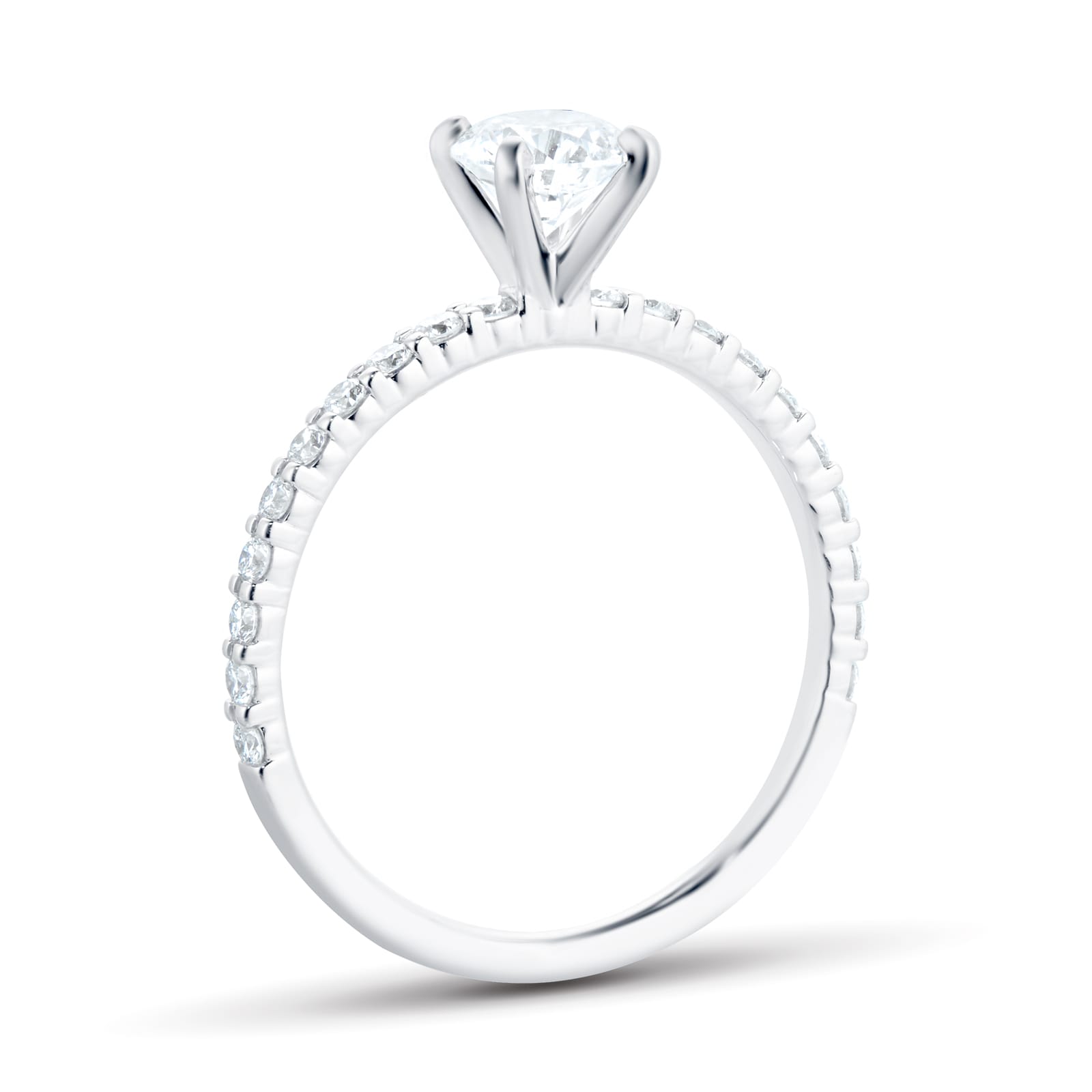 Mayors Platinum 0.74cttw Brilliant Cut Diamond Solitaire with Diamond Set Shoulders Engagement Ring - Ring Size 7.5