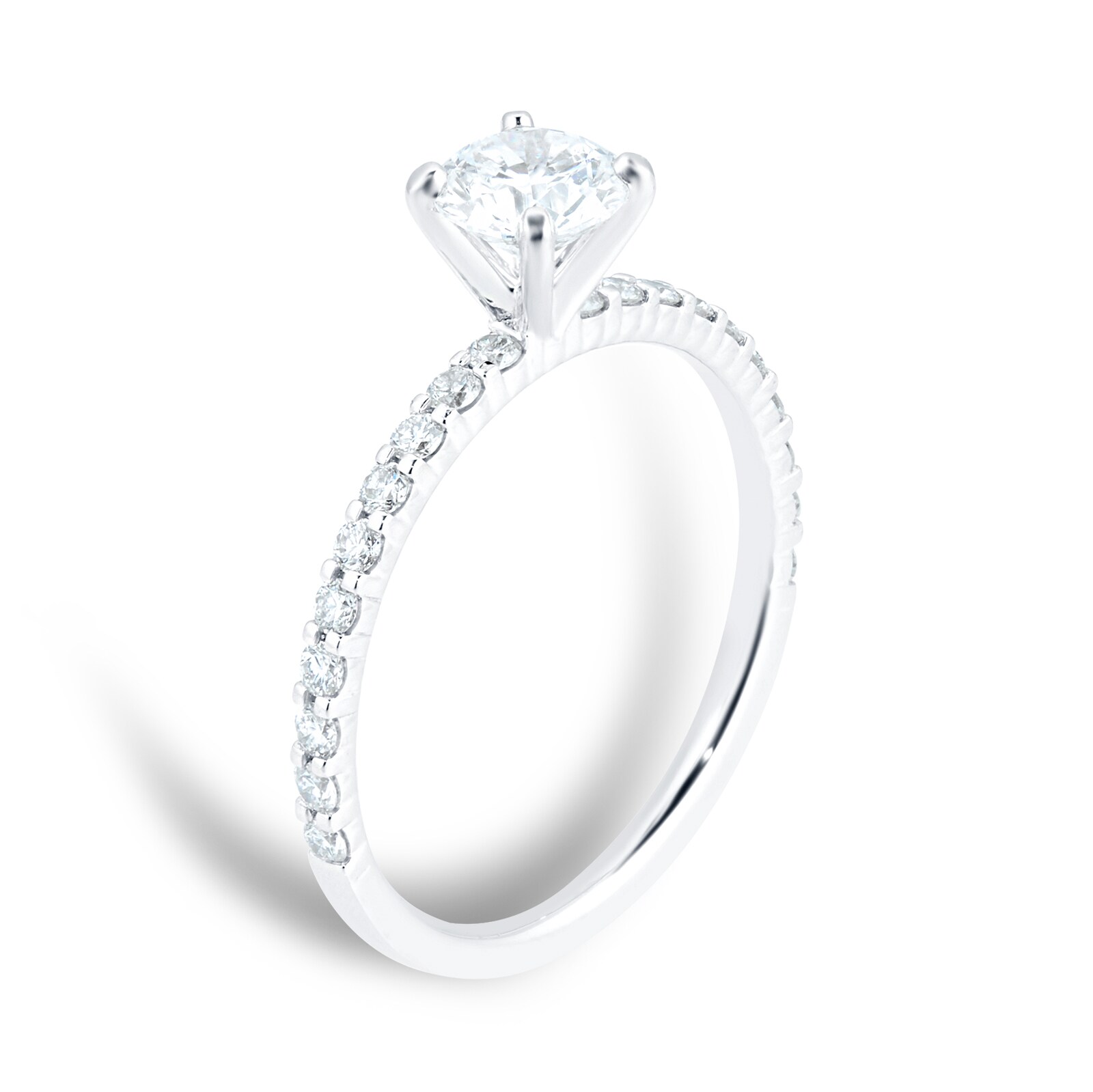 Mayors Platinum 0.74cttw Brilliant Cut Diamond Solitaire with Diamond Set Shoulders Engagement Ring - Ring Size 7.5