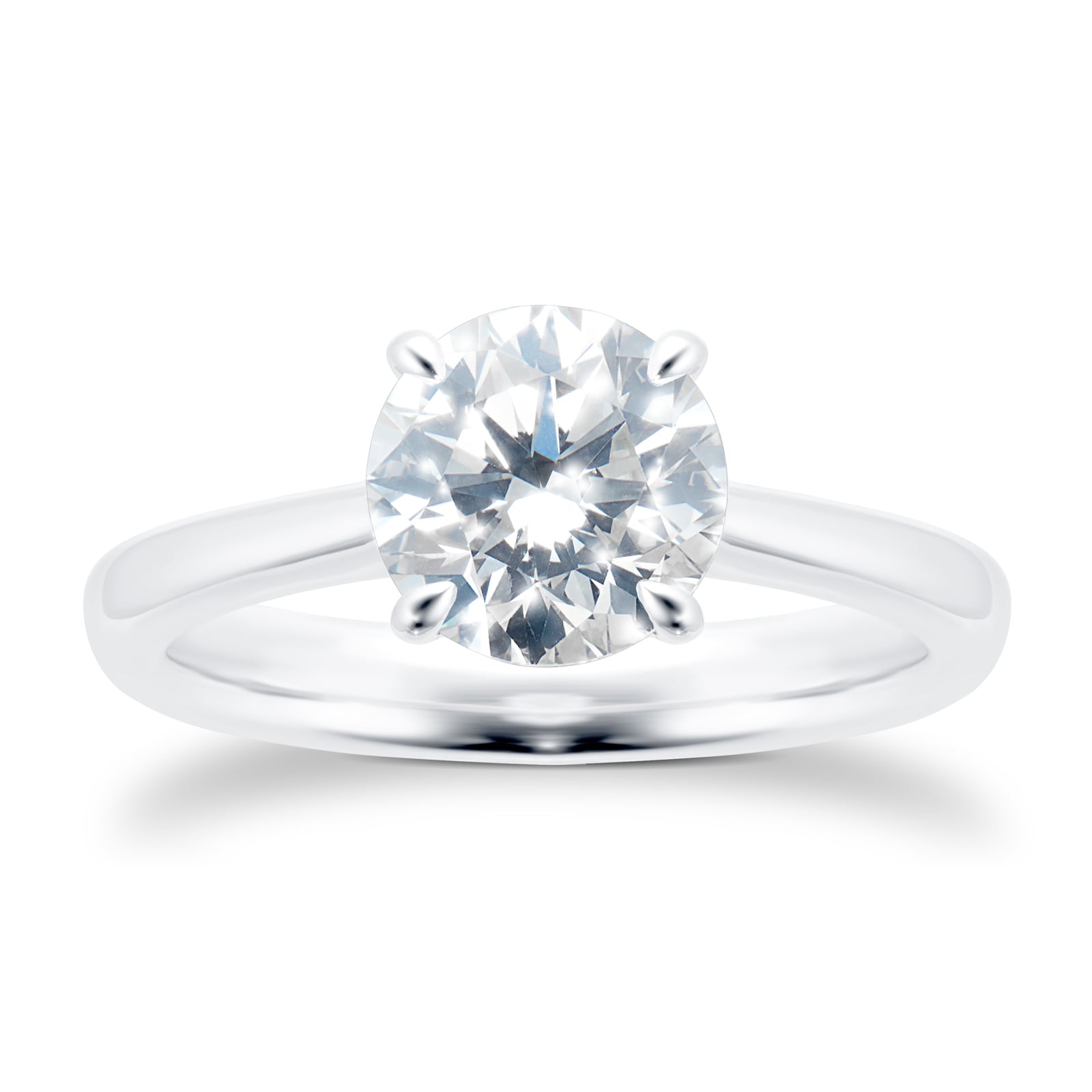 Mayors Platinum 2.03cttw Round Brilliant Cut Solitaire 4 Prong Engagement Ring - Ring Size 4