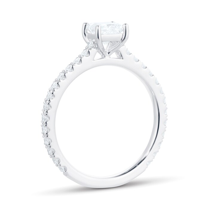 Mayors Platinum 0.81cttw Princess Cut Solitaire with Diamond Set Shoulders Engagement Ring