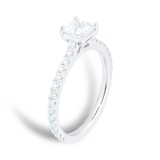 Mayors Platinum 0.81cttw Princess Cut Solitaire with Diamond Set Shoulders Engagement Ring