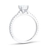 Mayors Platinum 1.05cttw Princess Cut Solitaire with Diamond Set Shoulders Engagement Ring