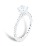 Mayors Platinum 1.06cttw Cushion Cut Solitaire with Diamond Set Shoulders Engagement Ring