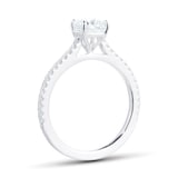 Mayors Platinum 0.95cttw Cushion Cut Solitaire with Diamond Set Shoulders Engagement Ring