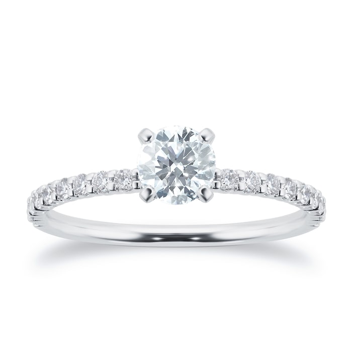 Mayors Platinum 0.70cttw Brilliant Cut Diamond Solitaire with Diamond Set Shoulders Engagement Ring